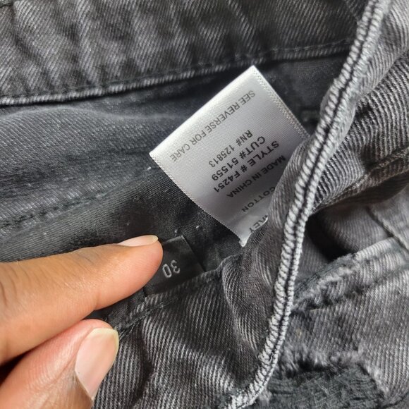 Flying Monkey Jeans Womens 30 Black Crop High Rise Distressed Dark Wash Denim - Picture 3 of 7